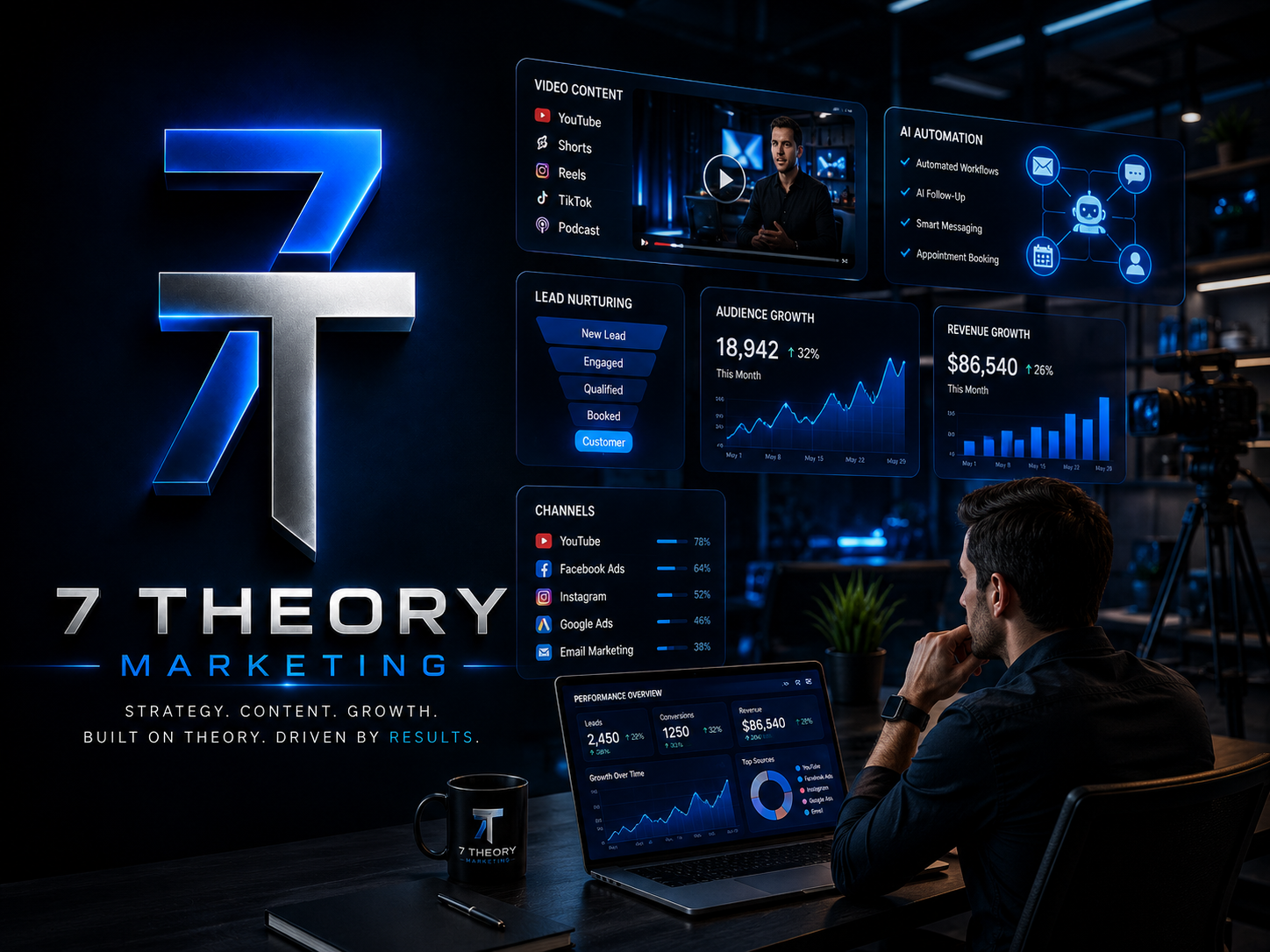 Create a modern Marketing Agency website for 7 Theory Marketing Services products For 7 Theory Marketing I d position your services as outco
